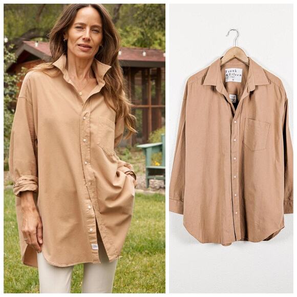 Frank & Eileen MACKENZIE One-Size Button-Up Shirt Tan - Picture 1 of 10